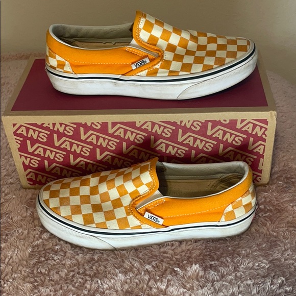 vans orange and white checkerboard